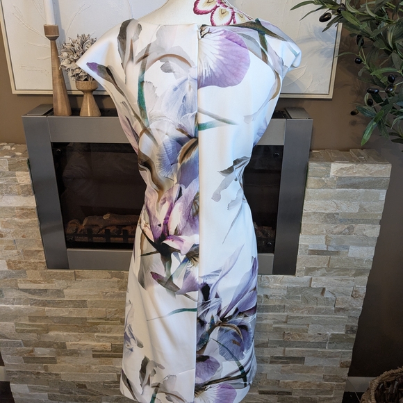 Roma Elegant Purple and White Midi Dress - Picture 3 of 4